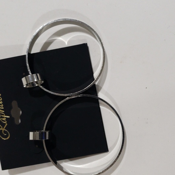 Elegant Silver Tone Chunky Hoop 2-inch drop Earrings - Women's Fashion Jewelry - Picture 5 of 8